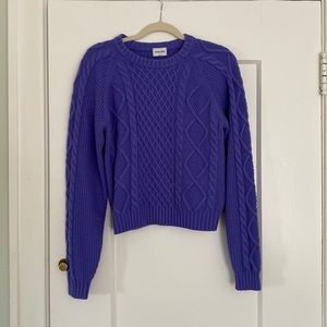 Aritzia Sunday Best Lima Sweater; Purple Wool Blend Crew Cable Knit